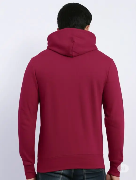 Men's Classic Maroon Pullover Hoodie - Comfortable & Versatile - Image 2
