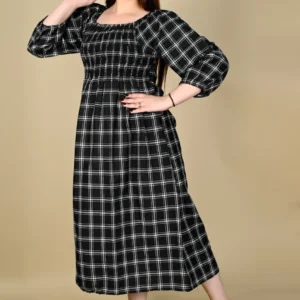 Timeless Style: The Black & White Plaid Midi Dress