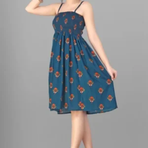 Playful Charm: The Teal Floral Smocked Mini Dress