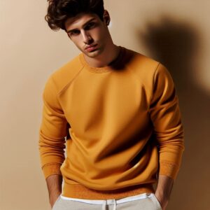 Men's Vibrant Mustard Yellow Crewneck Sweatshirt - Classic Raglan Style