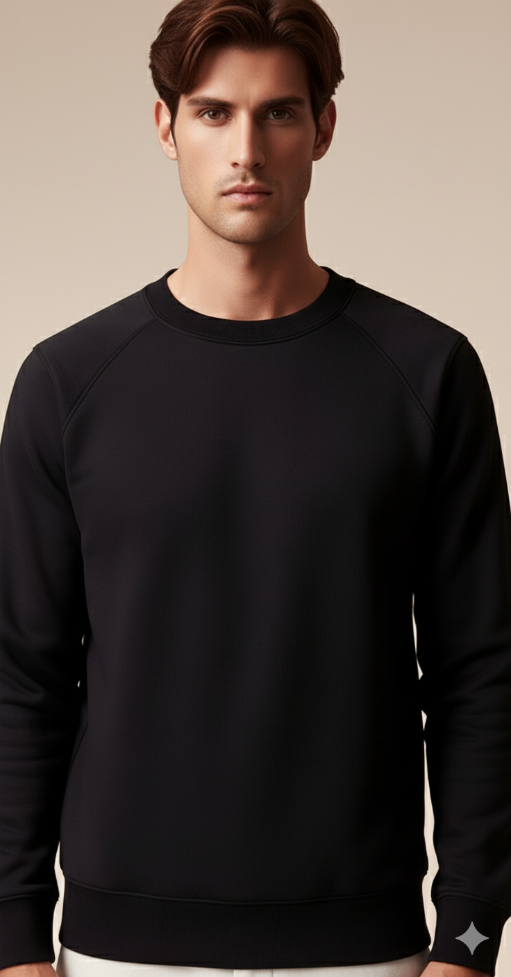 Men’s Classic Black Crewneck Sweatshirt | Ultra-Soft Cotton Blend