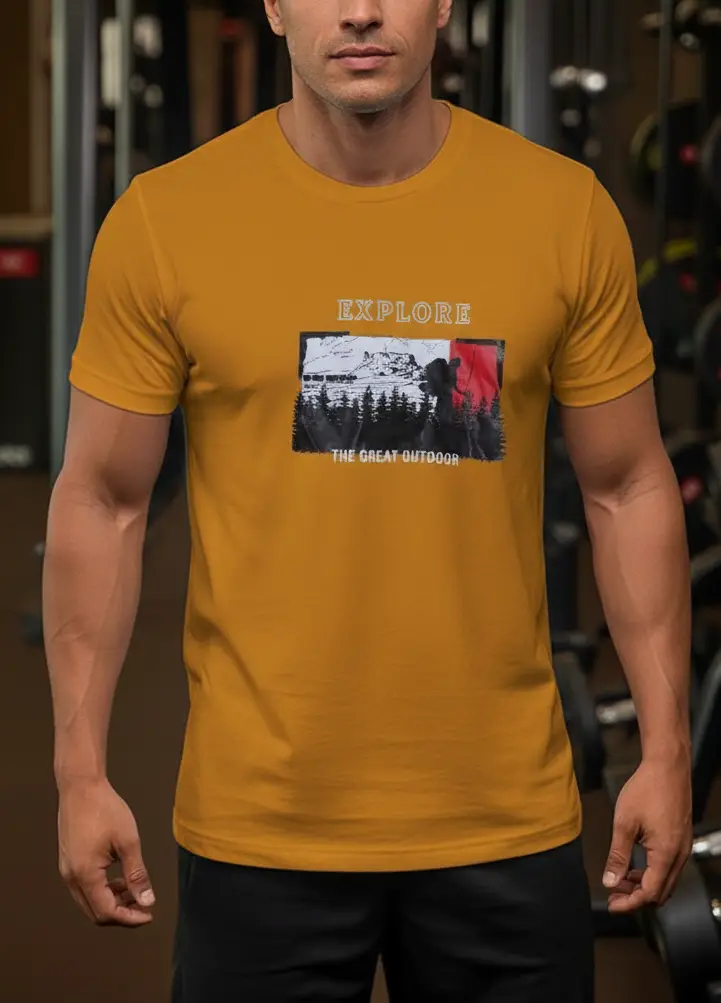“Explore The Great Outdoor” Premium Mustard Yellow T-Shirt