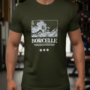 Aesthetic Wave Print Unisex T-Shirt  - Dark Green "Borcelle" Crewneck