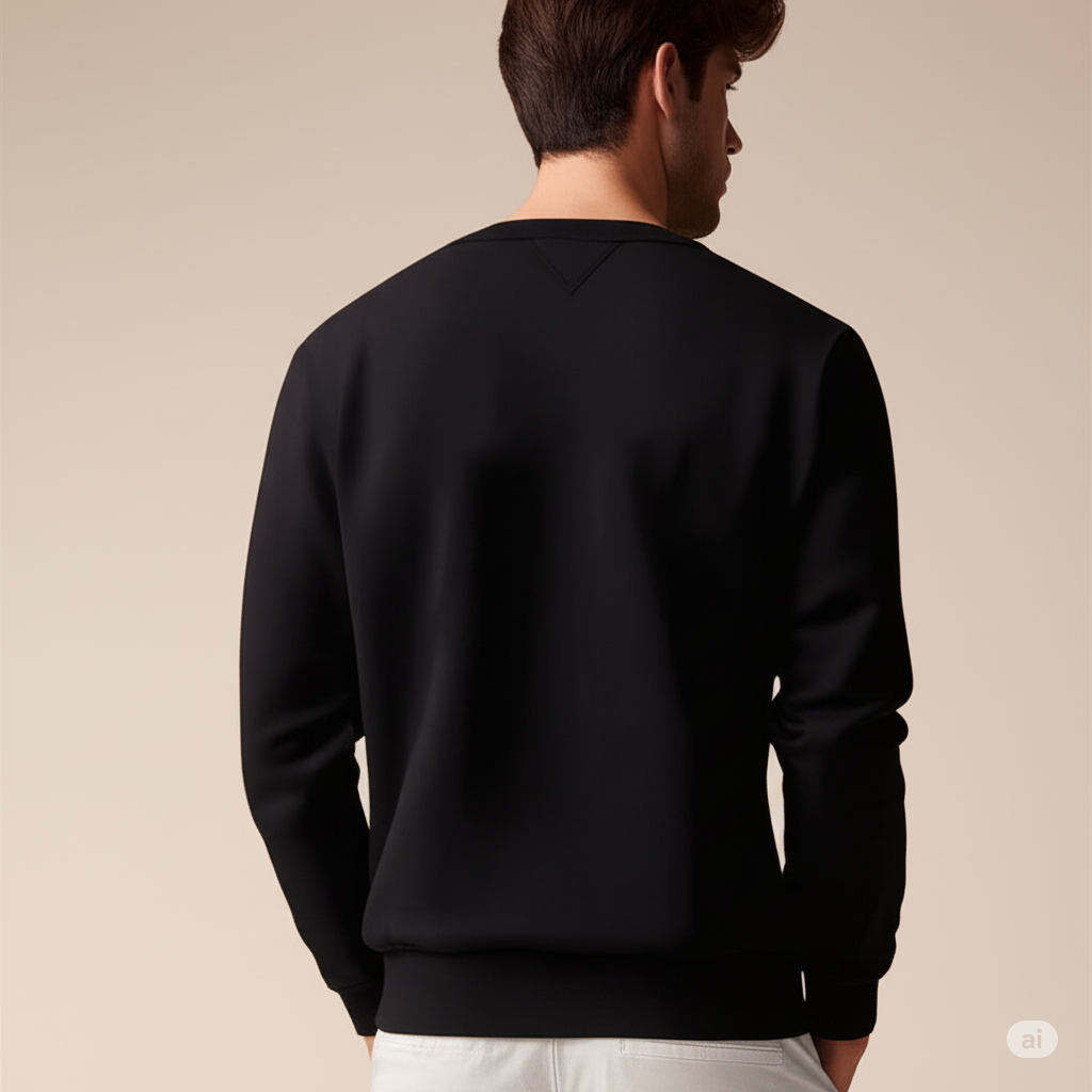 Men's Classic Black Crewneck Sweatshirt | Ultra-Soft Cotton Blend - Image 4