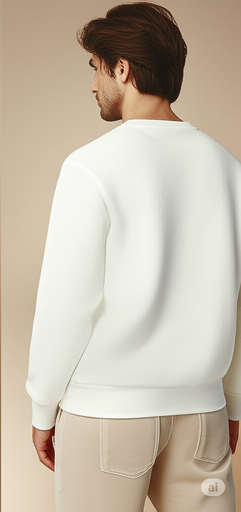 Men's Premium Off-White Crewneck Sweatshirt - Image 4