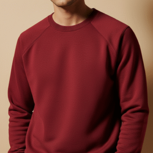 Men's Rich Red Crewneck Sweatshirt - Classic Raglan Style