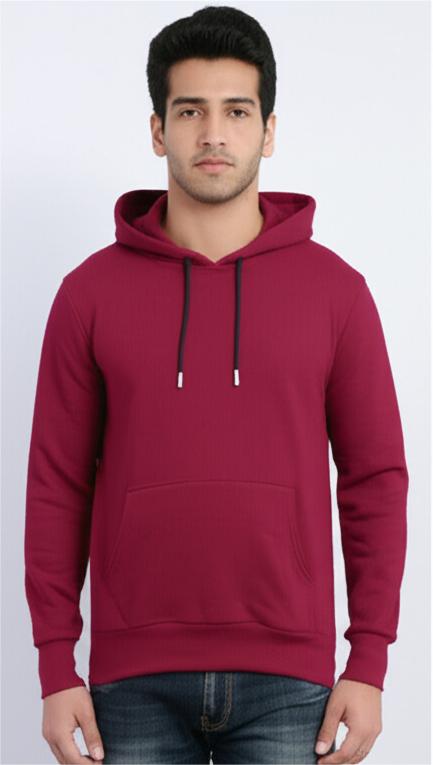 Men’s Classic Maroon Pullover Hoodie – Comfortable & Versatile