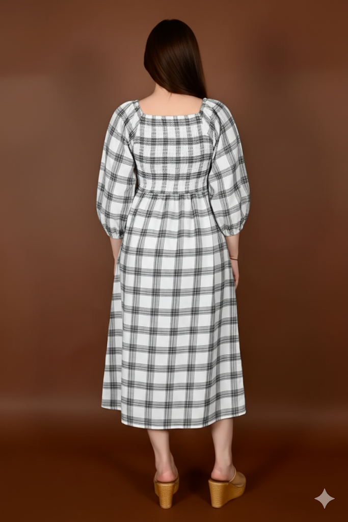 The Checked Midi Dress in Two Colors - Image 3