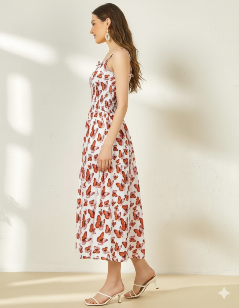 Charming & Playful: The Shirred Bodice Midi Dress - Image 3