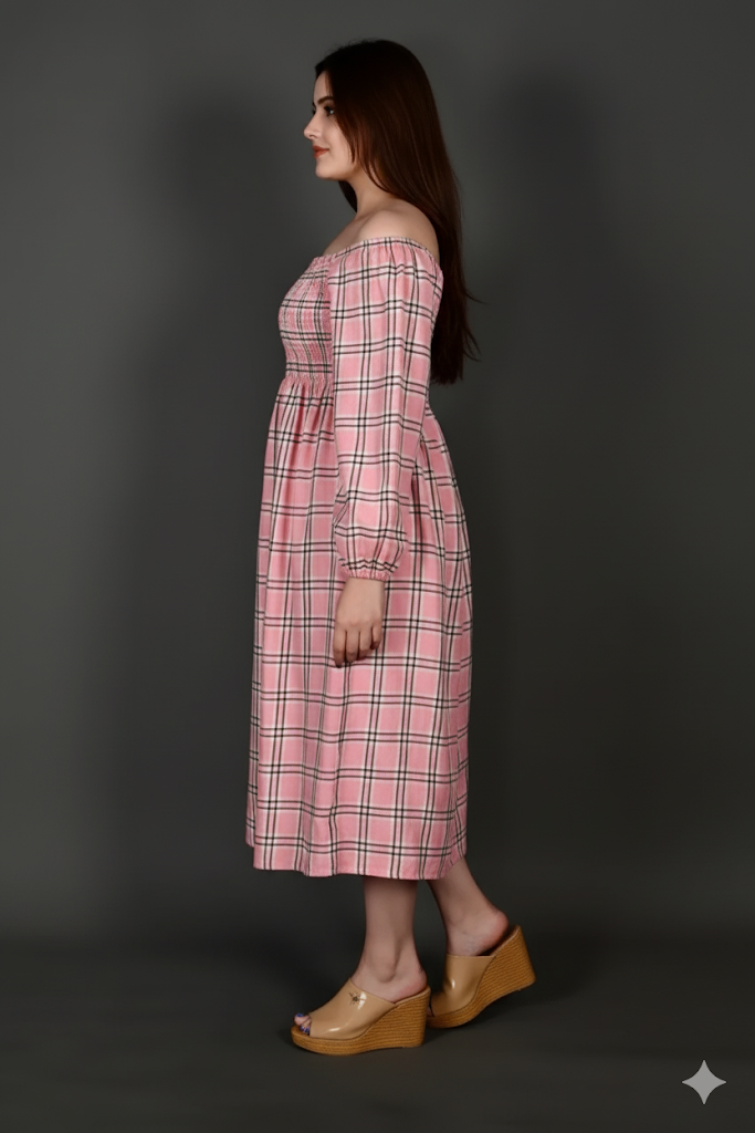 Chic & Comfy: The Plaid Midi Dress in Two Colors - Image 2