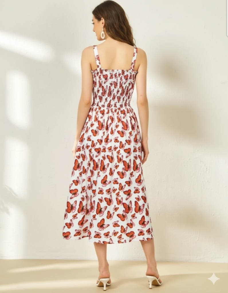 Charming & Playful: The Shirred Bodice Midi Dress - Image 2