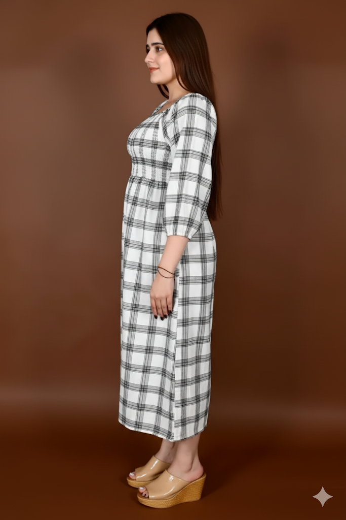 The Checked Midi Dress in Two Colors - Image 2