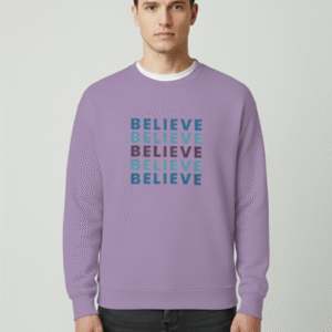Lavender 'Believe' Graphic Crewneck Sweatshirt