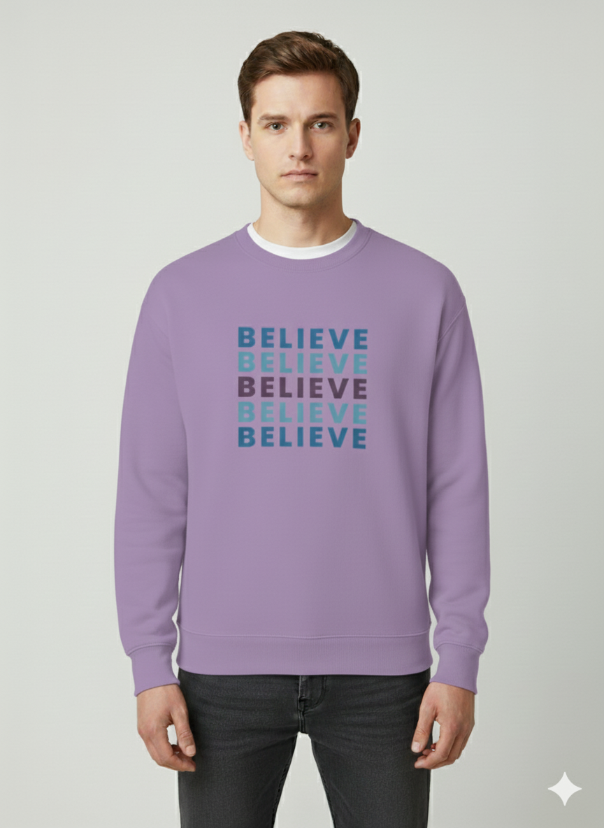 Lavender ‘Believe’ Graphic Crewneck Sweatshirt