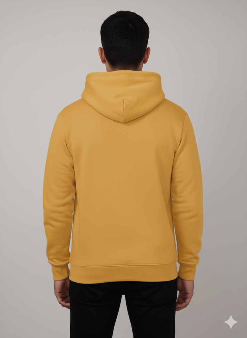 Solid Mustard Yellow Pullover Hoodie - Image 2