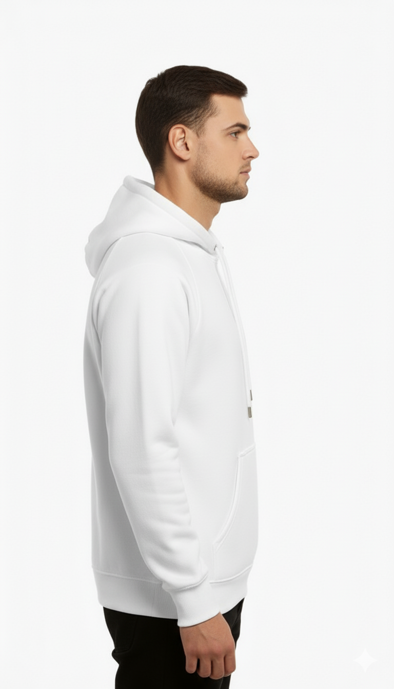 White 'Good Vibes' Smiley Face Pullover Hoodie - Image 3