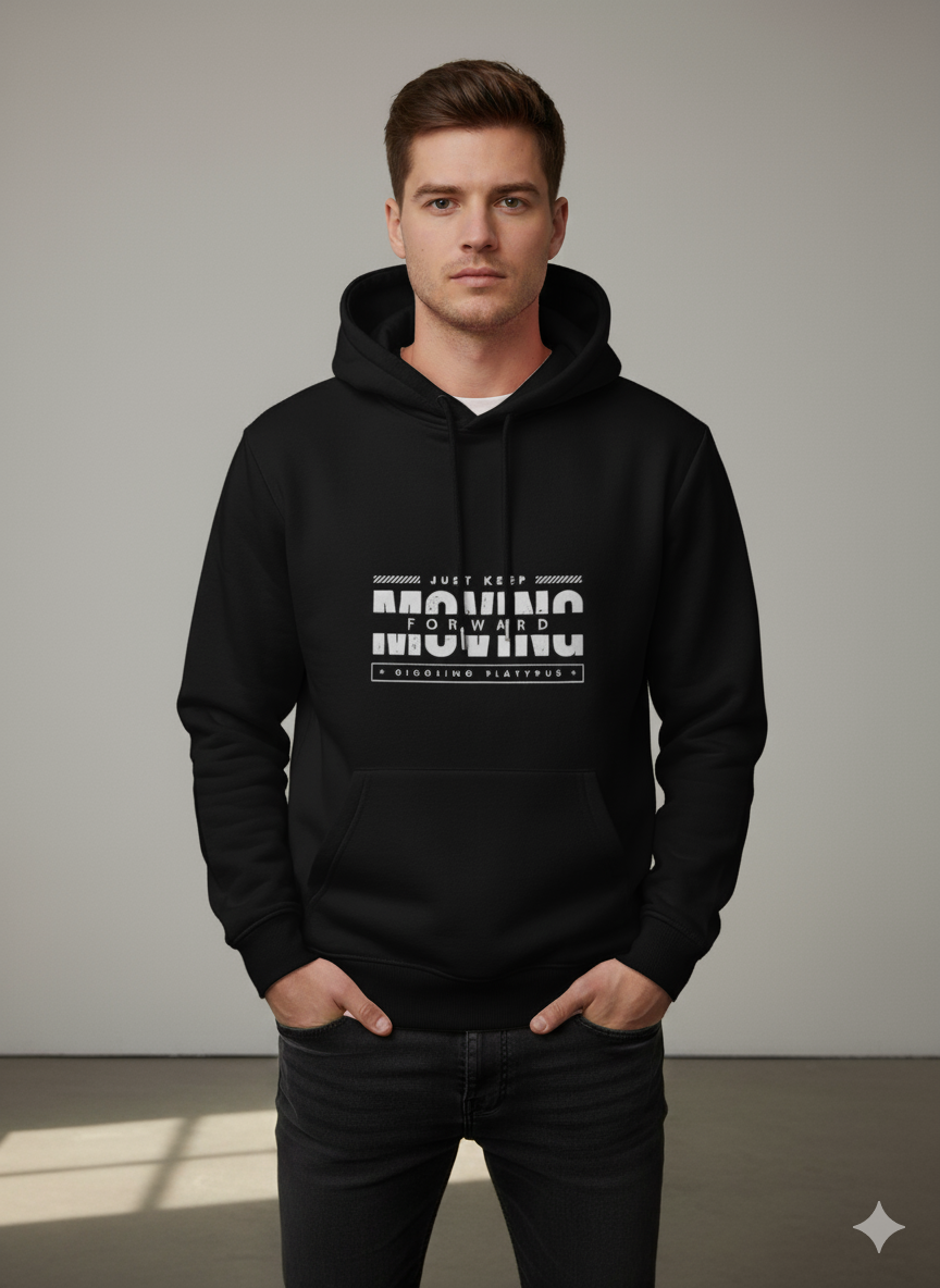 Men's "Just Keep Moving Forward" Black Hoodie
