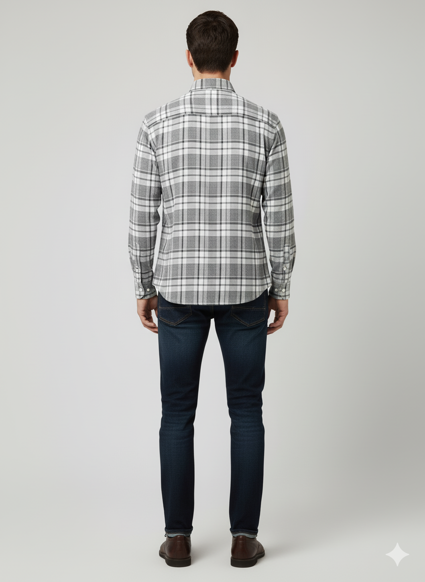 Men's Grey Plaid Flannel Shirt: Cozy Comfort & Classic Style - Image 3