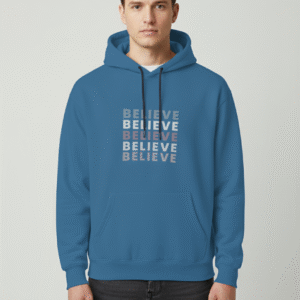 Men's "Believe" Teal Blue Graphic Hoodie