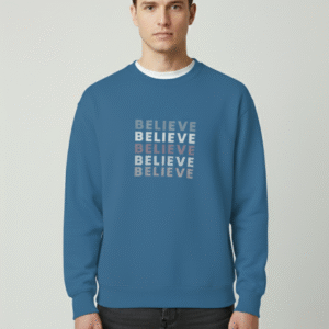 Blue 'Believe' Graphic Crewneck Sweatshirt