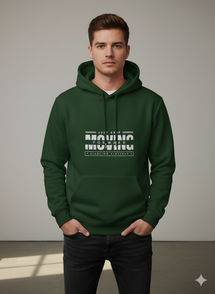 Emerald Green “Just Keep Moving Forward” Hoodie – Unisex Graphic Sweatshirt