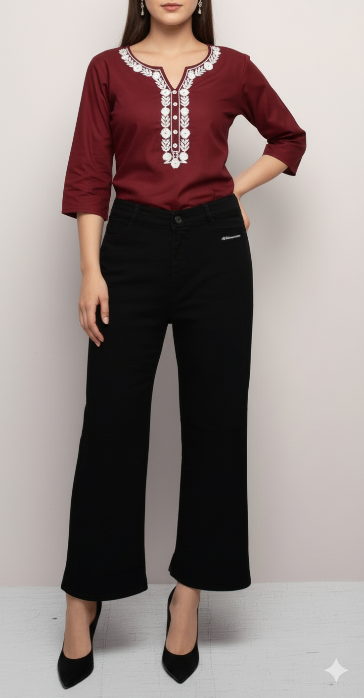 Get Short Kurti with Straight Fit Jeans