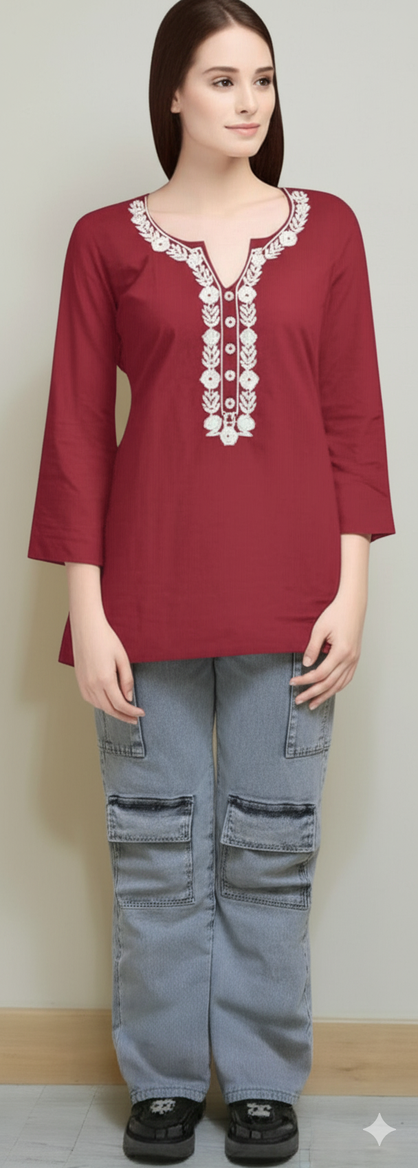 Get Short Kurti with Cargo Denims