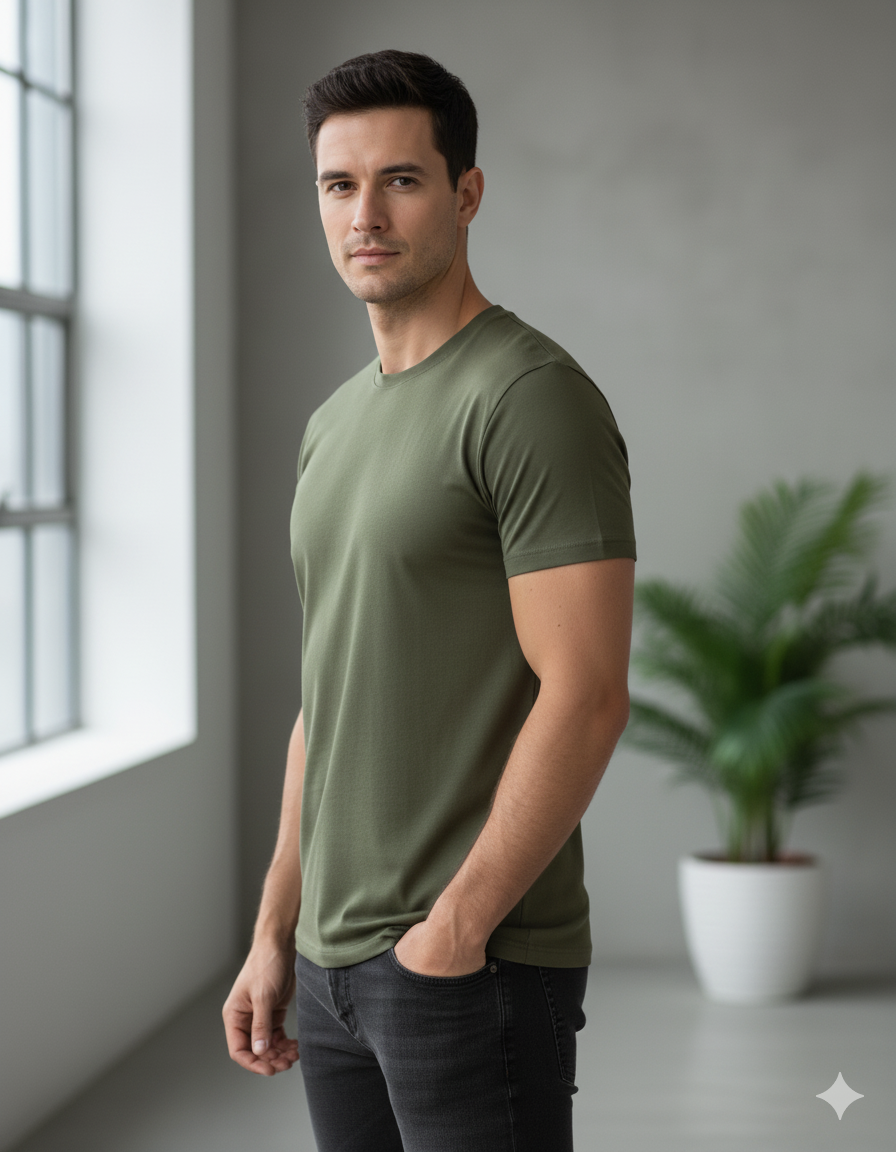 Men's Premium Slim-Fit Cotton Blend T-Shirt | Soft & Breathable Basic Tee - Image 2
