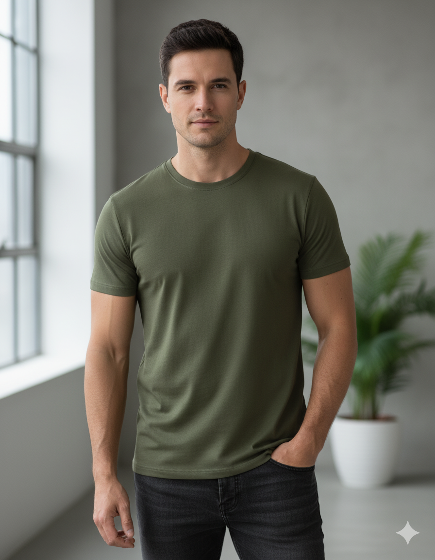 Men’s Premium Slim-Fit Cotton Blend T-Shirt | Soft & Breathable Basic Tee