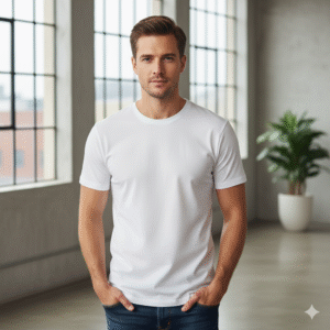 Men's Essential White Slim-Fit Cotton Blend T-Shirt | Classic & Breathable