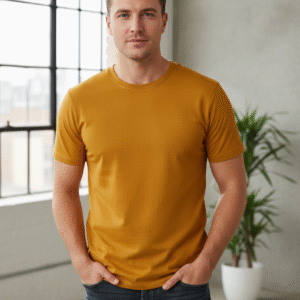Men's Premium Slim-Fit Cotton Blend T-Shirt | Stylish Mustard Yellow